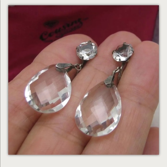 Vintage SS Rock Crystal Quartz Earrings - Picture 6 of 6
